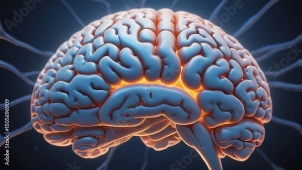 Obraz A visual representation of the brain, emphasizing its complex structure and functions.