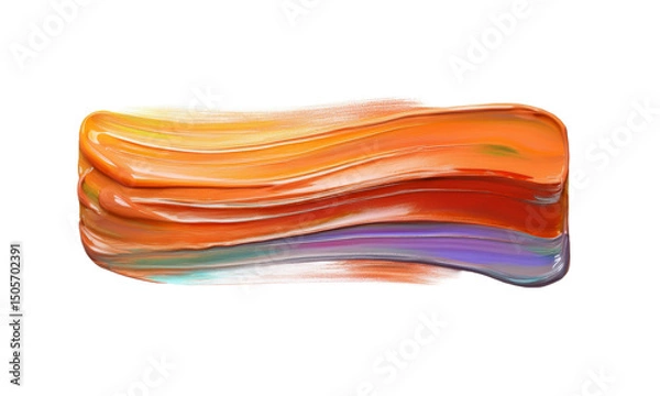 Fototapeta Sunset Orange Brush Stroke on Transparent Background – Vibrant Paint Texture for Creative Design, Digital Art, and Branding Projects