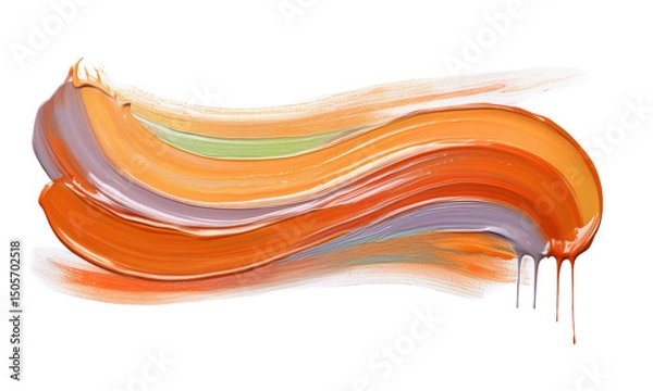 Fototapeta Sunset Orange Brush Stroke on Transparent Background – Vibrant Paint Texture for Creative Design, Digital Art, and Branding Projects