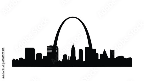 Fototapeta skyline with reflection silhouette vector of a city