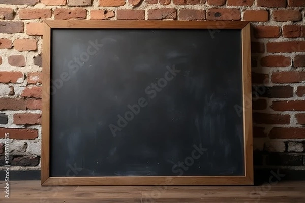 Obraz Blank-slate-chalkboard-on-brick-wall-rustic-background-image