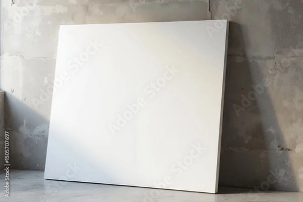 Obraz Blank-white-canvas-leaning-against-concrete-wall-mockup-image