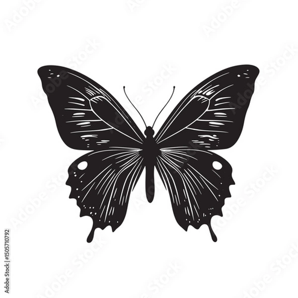 Fototapeta Elegant Butterfly Icon Silhouette Simple Isolated Clipart Image for Design Projects silhouette