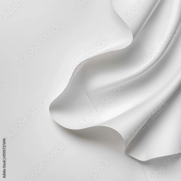 Obraz White flowing fabric background texture smooth drapery