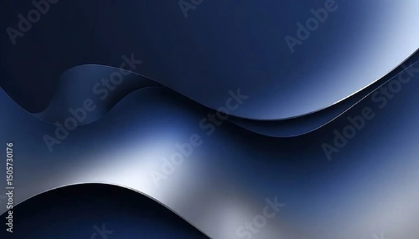 Fototapeta Abstract blue and silver waves create a calming, modern background in elegant, fluid motion.