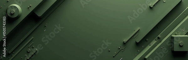 Obraz geometric shapes lines create futuristic dark olive green background effect inspired military khaki