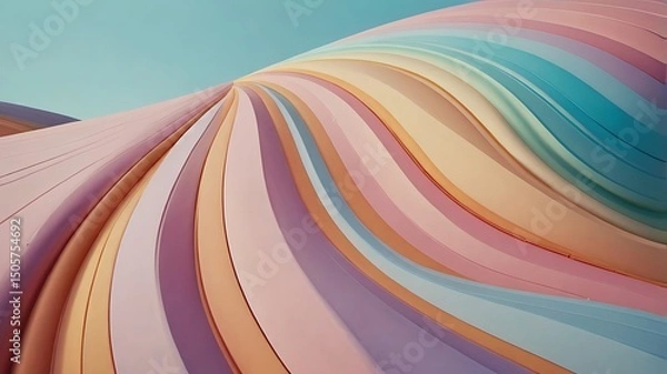 Fototapeta Pastel Abstract Wave Background with Smooth Curves and Gradient Colors Ai