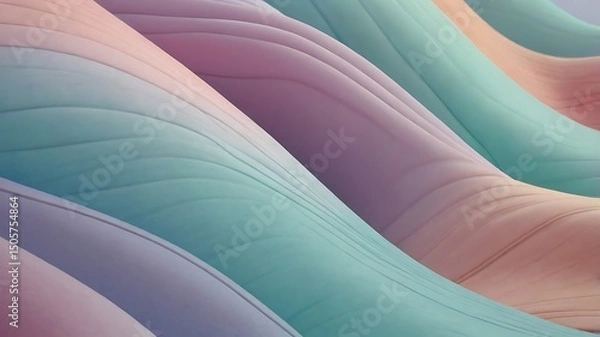 Fototapeta Pastel Abstract Wave Background with Smooth Curves and Gradient Colors Ai