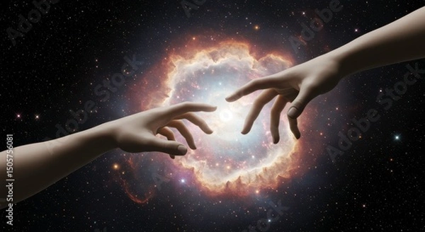 Fototapeta Reaching for the cosmos a celestial embrace boundless wonder infinite possibilities