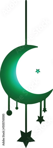 Fototapeta Elegant Islamic Moon Vector Design with Stars for Ramadan and Eid Celebrations