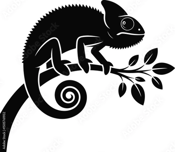 Fototapeta Chameleon on Branch Vector