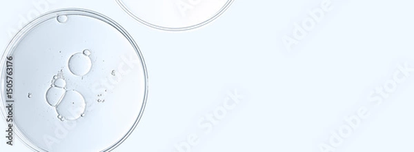 Fototapeta The texture of a cosmetic serum or body gel in a Petri dish.