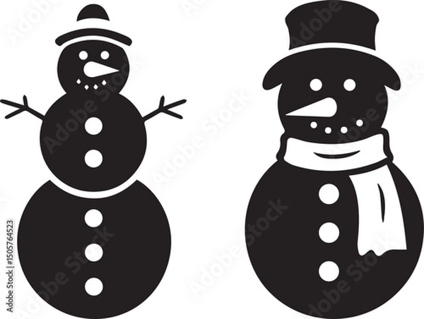 Fototapeta snowman illustration, snowman icon, snowman silhouette vector isolated on white background