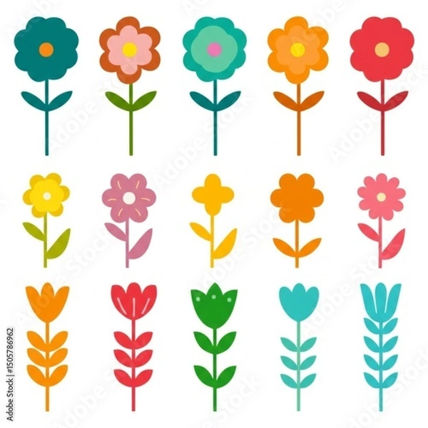 Obraz Seamless floral pattern with cute spring garden flowers and leaves