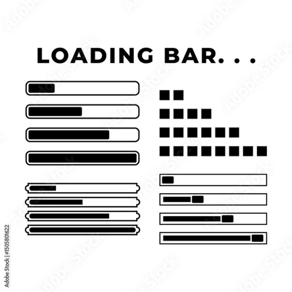 Fototapeta Set of Loading bar. Download progress loader.