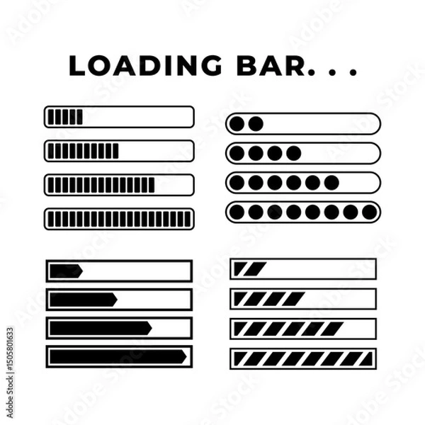 Fototapeta Set of Loading bar. Download progress loader.