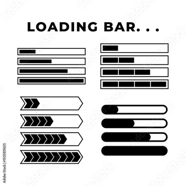 Fototapeta Set of Loading bar. Download progress loader.