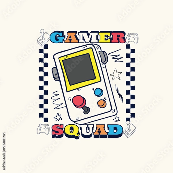 Fototapeta Gamer Squad retro video game pad vector graphic design
