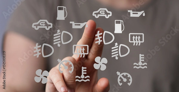 Fototapeta Learn to identify and understand common car dashboard warning lights.  Avoid costly repairs!