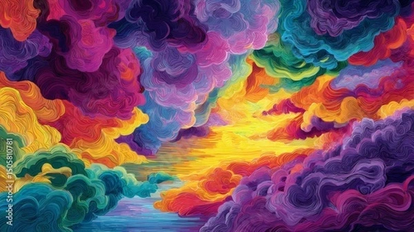 Fototapeta Colorful Abstract Cloudscape Painting