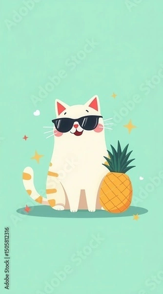 Obraz Cool Cat with Pineapple