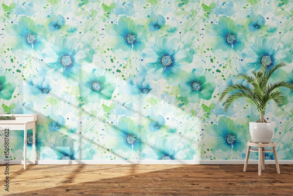 Obraz white wall with flowers