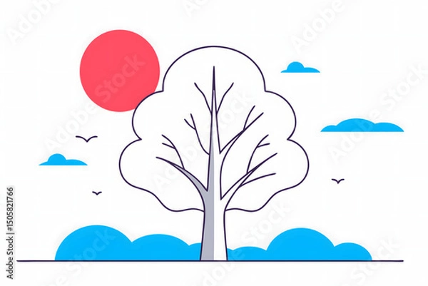 Obraz sun landscape with tree