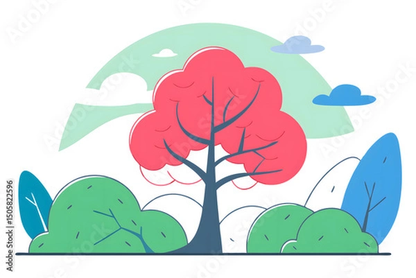 Fototapeta spring landscape with trees