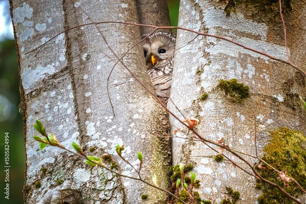 Obraz Ural owl perched in a forest tree