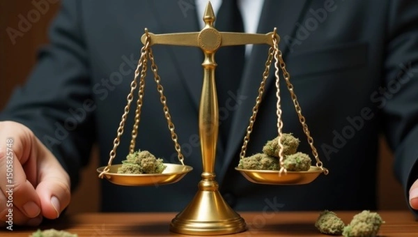 Obraz Balancing justice and cannabis regulation legal office image professional setting close-up law and society