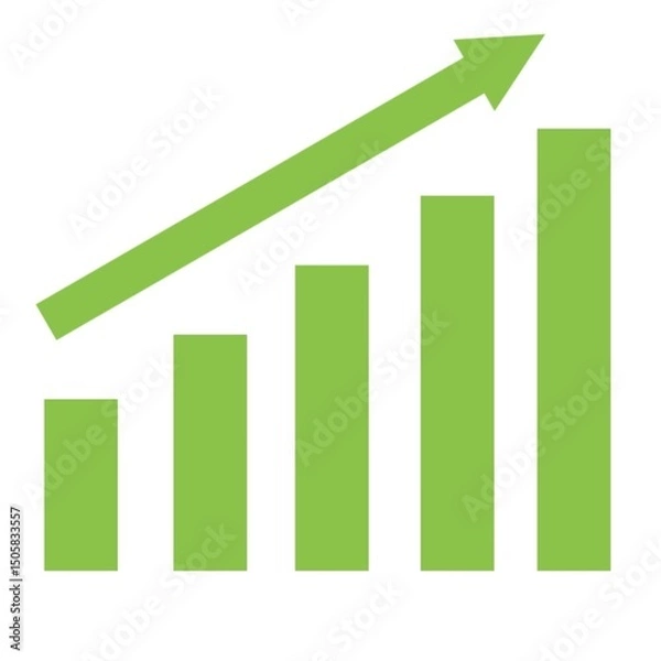 Fototapeta business graph with arrow green 