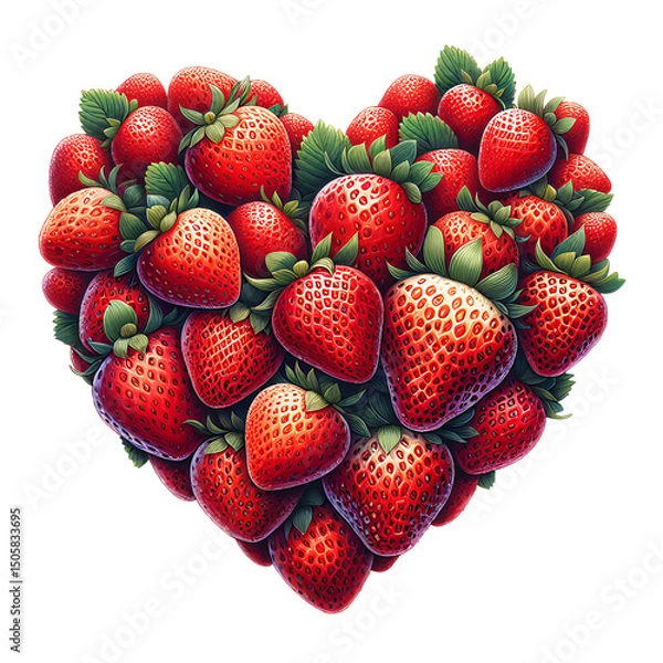 Obraz Sweet summer fruits strawberries heart object isolated on white background