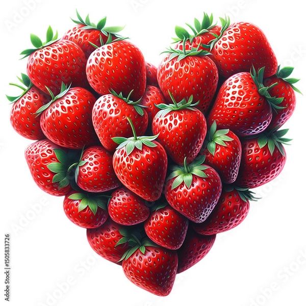 Obraz Sweet summer fruits strawberries heart object isolated on white background