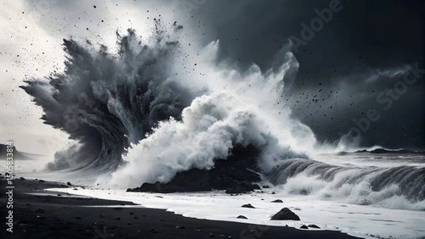 Fototapeta Ocean Wave Explosion A Generated AI Masterpiece of Nature's Fury