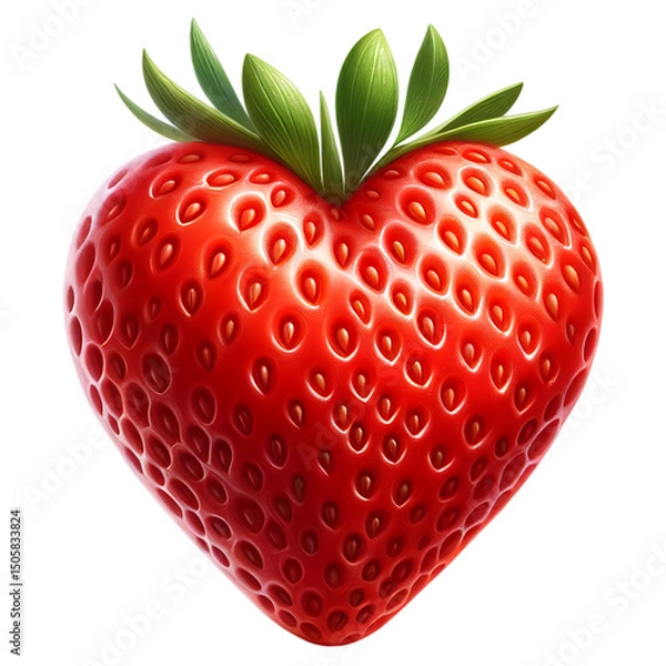 Obraz Sweet summer fruits strawberries heart object isolated on white background