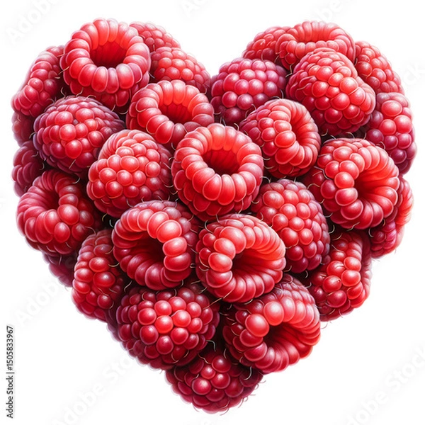 Obraz Sweet summer fruits raspberry heart isolated on white background