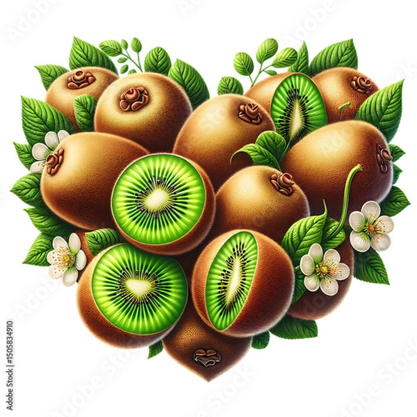 Obraz Sweet summer fruits kiwi heart isolated on white background