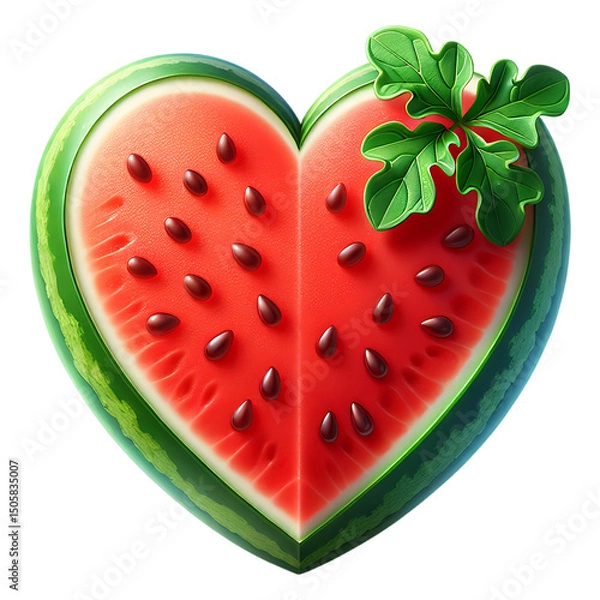 Obraz Sweet summer red watermelon heart isolated on white background
