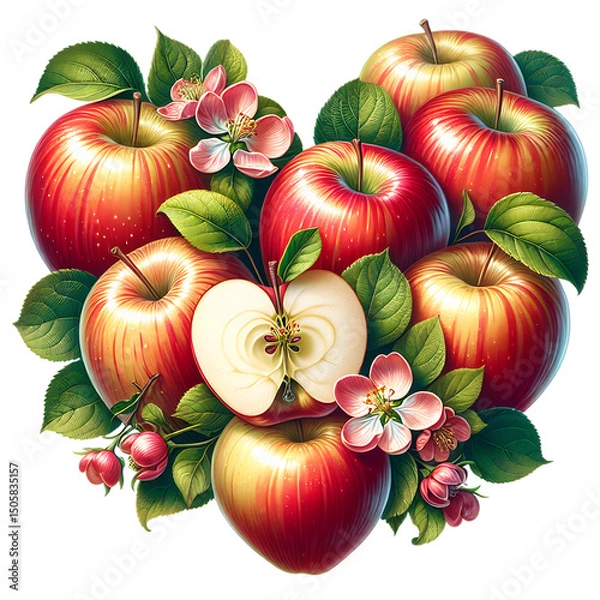 Obraz Sweet summer fruits apples heart isolated on white background