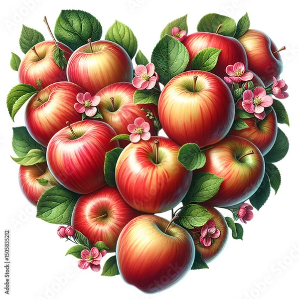 Obraz Sweet summer fruits apples heart isolated on white background