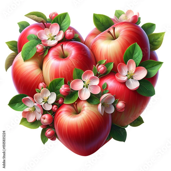 Obraz Sweet summer fruits apples heart isolated on white background