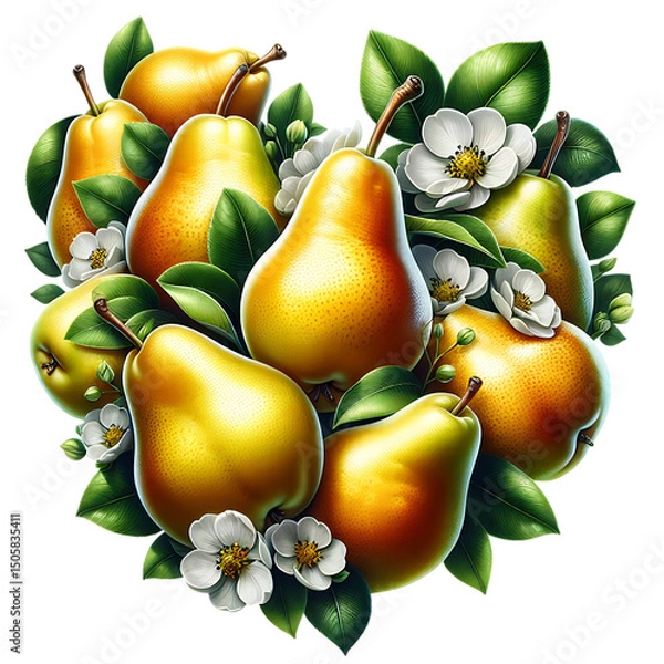 Obraz Sweet summer fruits pears heart isolated on white background
