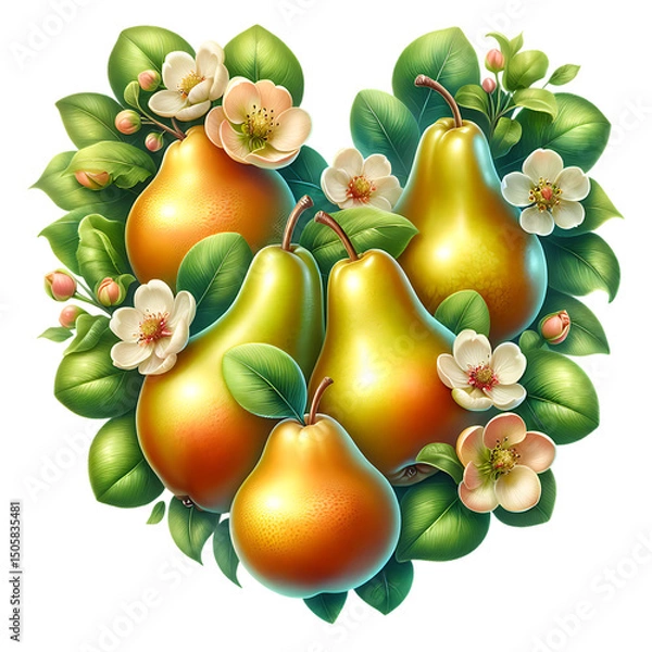 Obraz Sweet summer fruits pears heart isolated on white background