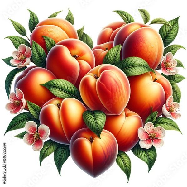 Obraz Sweet summer fruits peach heart isolated on white background