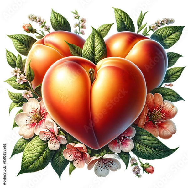 Obraz Sweet summer fruits peach heart isolated on white background
