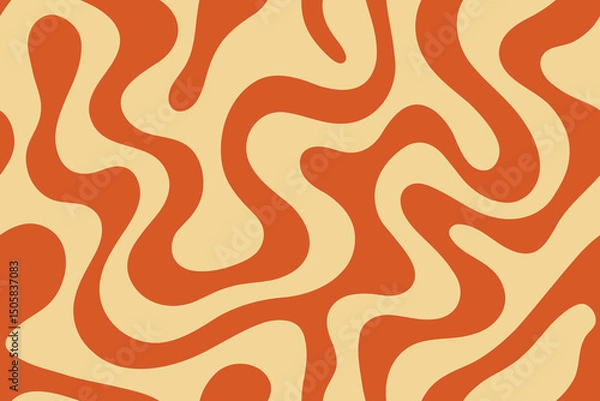 Fototapeta Seamless red beige abstract wavy organic background pattern
