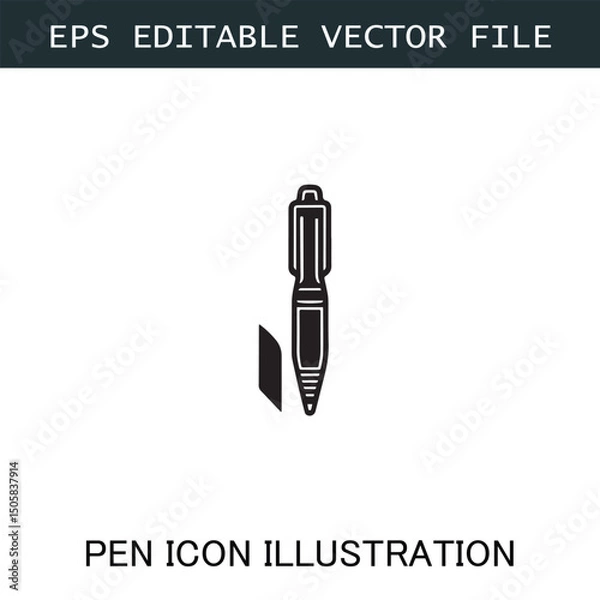 Obraz Pen Icon Logo Vector Image in Black and White for Stationery Branding and Graphic Design

