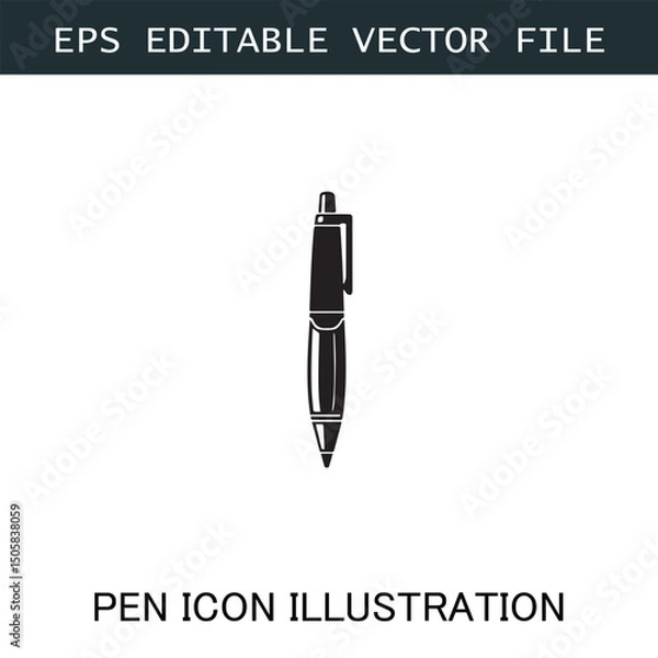 Obraz Pen Icon Logo Vector Image in Black and White for Stationery Branding and Graphic Design

