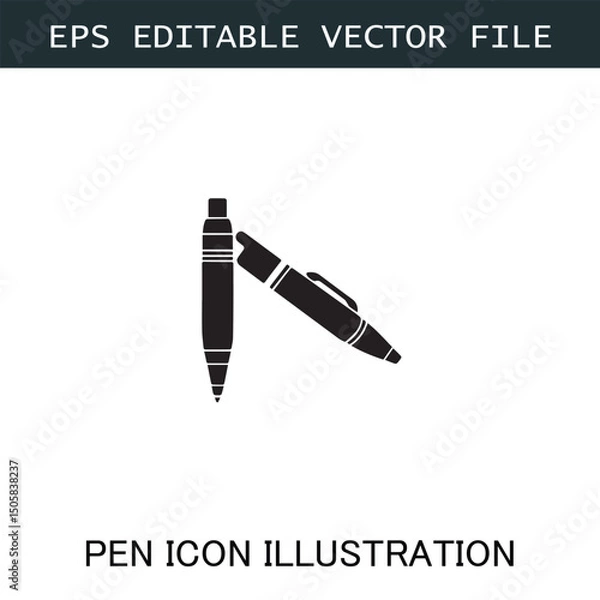 Obraz Pen Icon Logo Vector Image in Black and White for Stationery Branding and Graphic Design

