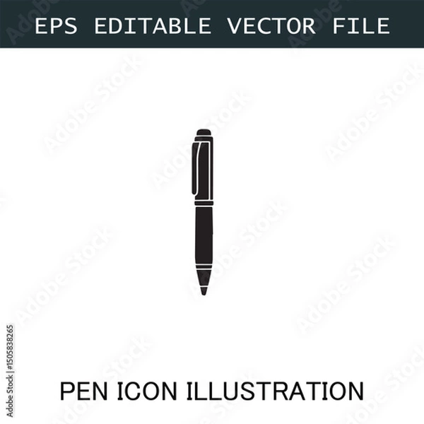 Obraz Pen Icon Logo Vector Image in Black and White for Stationery Branding and Graphic Design

